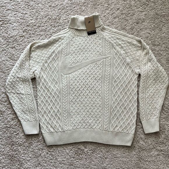Nike Life Cable Knit Turtleneck Sweater Bone - Picture 4 of 10